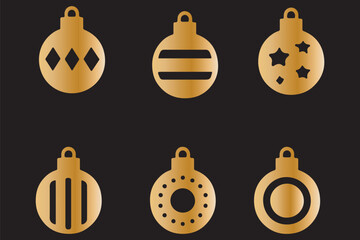 Christmas balls gold vector set design. Christmas elegant ball in embossed pattern, shiny, silver glitter and glossy round bauble hanging isolated in white background. Vector illustration ornaments. E