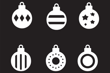 Christmas balls black vector set design. Set of simple Christmas balls isolated on transparent background. Christmas decoration. Vector illustration. EPS 10.