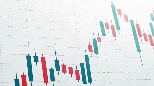 Stock chart on grid paper depicting financial trends, with green and red candlestick patterns