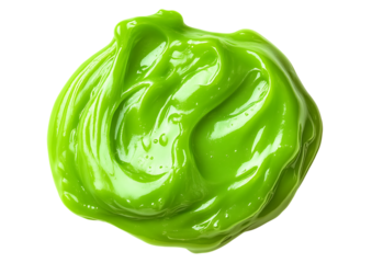 Bright green slime blob with glossy texture isolated on a transparent background