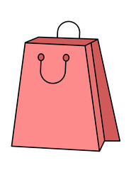 Red paper shopping bag icon isolated on a gray background