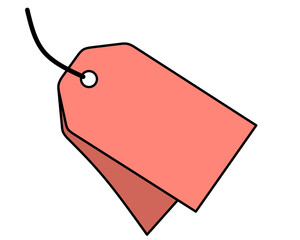 Red paper price tag icon isolated on a gray background