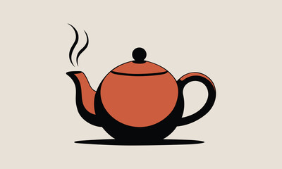 Stylish Teapot Ceramic with Steam on Isolated Background