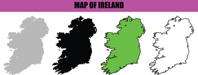 Modern Ireland silhouette map featuring elegant line art and dotted design, minimal vector illustration for geography concepts, infographics, posters, and digital media © Ruman