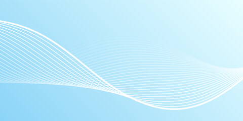 Abstract white wavy glowing lines on a blue background. Futuristic digital high-technology pattern. Health Care concept. gradient blue background.