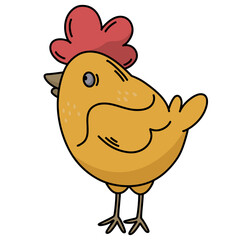 Cute Cartoon Chicken. Flat Vector Style for Kids