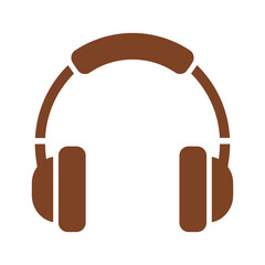 Brown headphones icon on white background