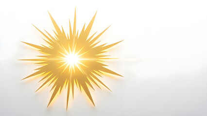 Vibrant golden starburst shining brightly on white background