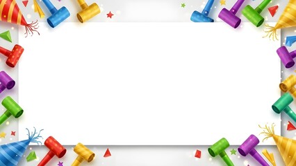 New Year-themed PowerPoint slide with trumpet object 