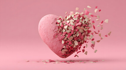 Pink Heart Bursting Valentine Love Concept