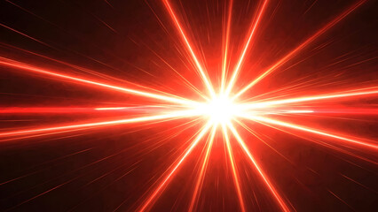 Vibrant red light explosion with dynamic energy rays