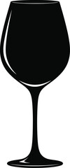 Elegant Black Wine Glass Silhouette for Design Projects