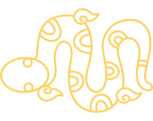 Chinese Zodiac Golden Snake Line Art Illustration