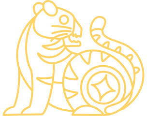 Chinese Zodiac Golden TIger Line Art Illustration