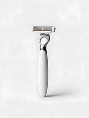White Handle Safety Razor on White Background