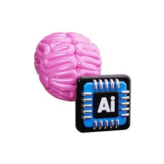 AI brain 3d render icons