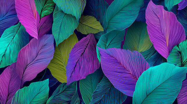 colorful purple blue violet leaves background, painting