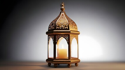Ornate Lantern with Lit Candle Inside