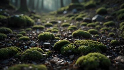 Moss Covered Forest Floor with Stones