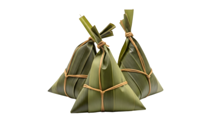 Triangular zongzi dumplings isolated on transparent background