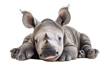 Baby rhino lying down resting peacefully