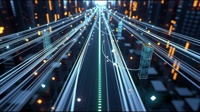 High-speed internet cables are surging into the city, enabling rapid social communication.