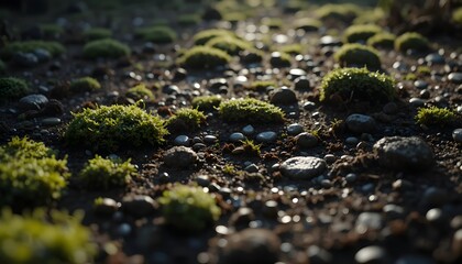 Moss Covered Forest Floor with Stones