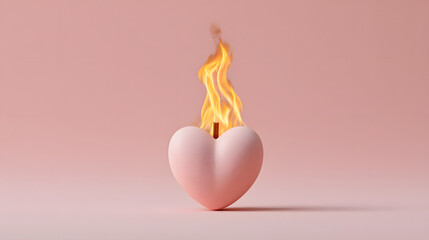 Burning Pink Heart Valentine Concept