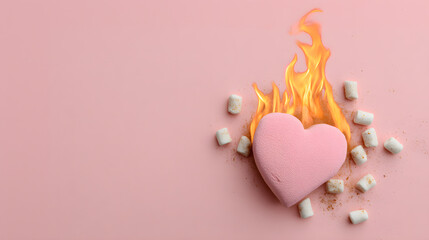 Burning Pink Heart Valentine Concept