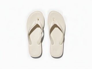 White Flip Flops Isolated on White Background