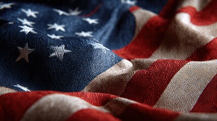 A Woven Tapestry of Patriotism: The American flag billows and flows, revealing a profound sense of pride and identity through the dance of its vibrant colors.