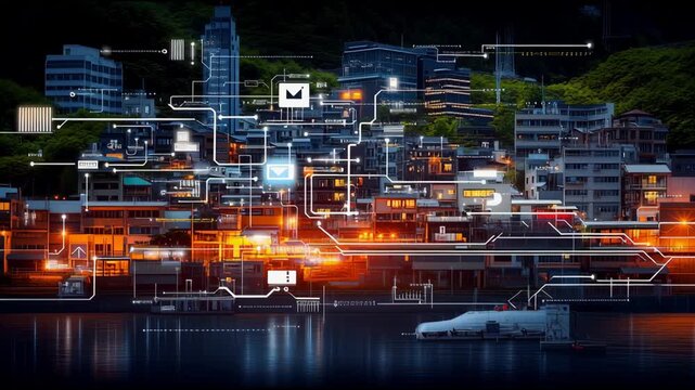 High-speed internet cables are surging into the city, enabling rapid social communication.