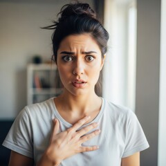 Woman expressing discomfort