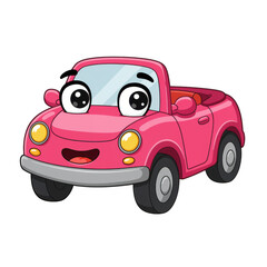 Cheerful pink convertible car