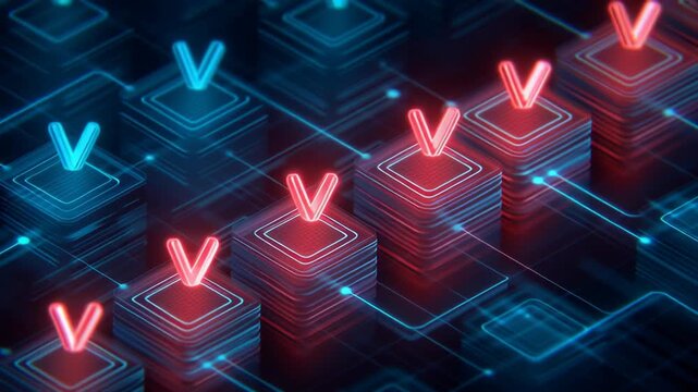 Continuous verification security concept, abstract digital checkpoints monitoring data flow, modern corporate tech style, zero trust security concept