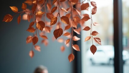Hanging copper leaves decoration