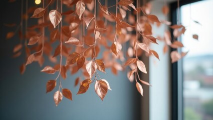 Hanging copper leaf decoration