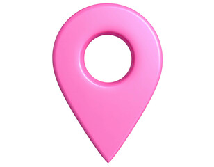 3D pink location marker isolated on black, with glossy surface