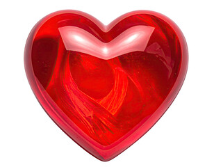 3D rendered ruby heart, glassy texture, internal fiery swirls on black
