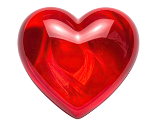 3D rendered ruby heart, glassy texture, internal fiery swirls on black