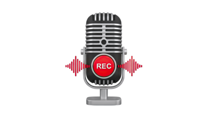 Vintage Microphone Recording Audio on White Background