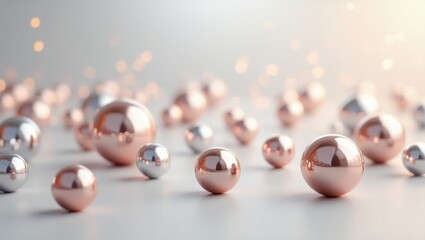 Reflective metal spheres on white surface