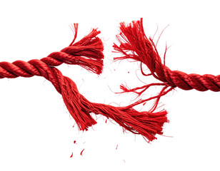 Close-up of a broken red rope against a black backdrop