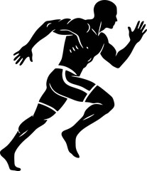 Sprinter Runner Negative Space Silhouette. Athletics Sport Vector Logo for Speed Concept