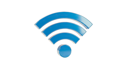 Blue WiFi Symbol on White Background