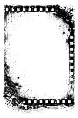 Distressed film strip frame with grunge scratches, Transparent Background