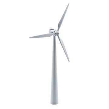 Modern Wind Turbine Generator for Renewable Energy Concept on Transparent Background