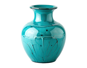 Teal ceramic vase with unique textural details and dark accents