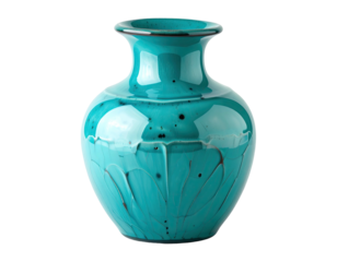 Teal ceramic vase with unique textural details and dark accents
