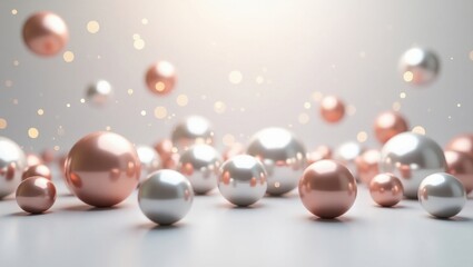 Floating metallic orbs in soft light